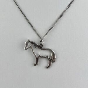 Sterling Silver Chain 17-7/8" Necklace Horse Outline Silver Cloud Inc.
